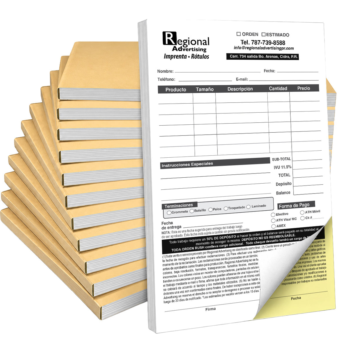 Libretas de Factura NCR 8.5" x 11" Página Completa